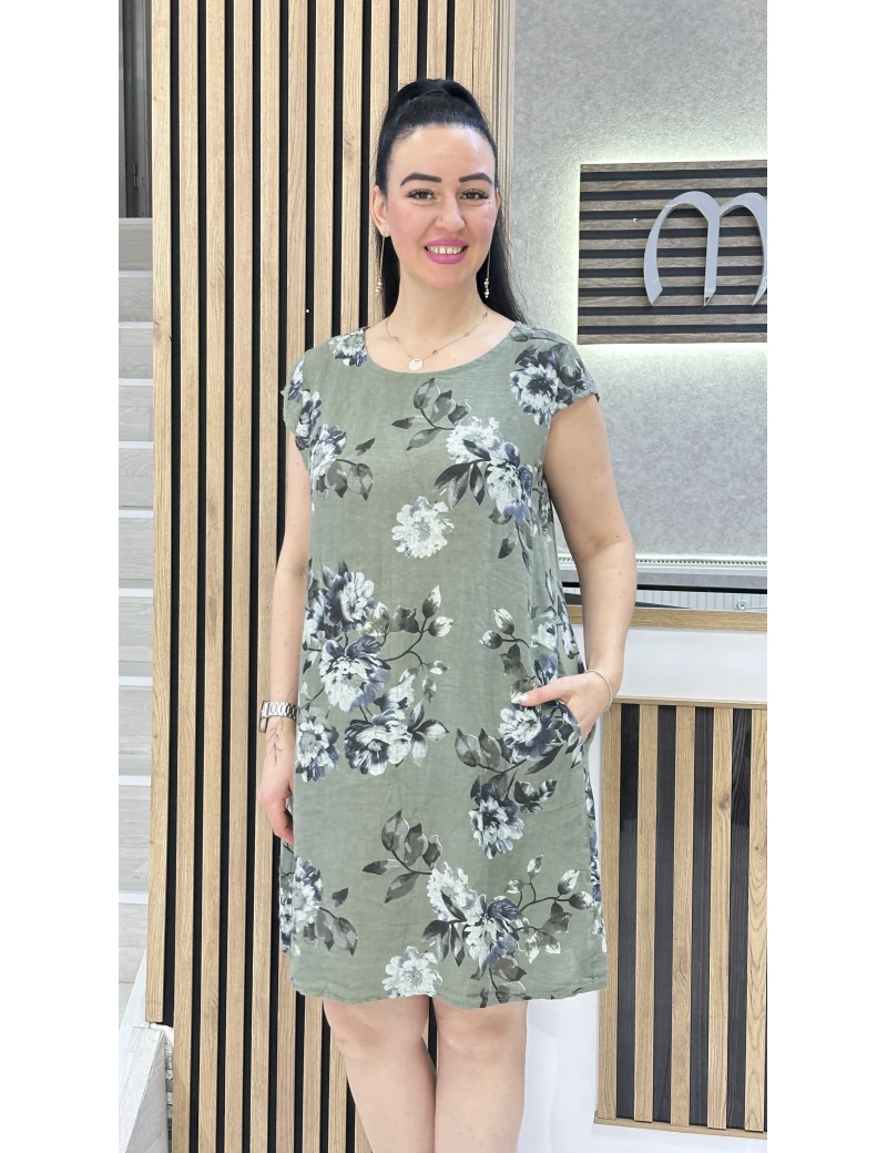 İTL KETEN ÇİÇEKLİ YEŞİL