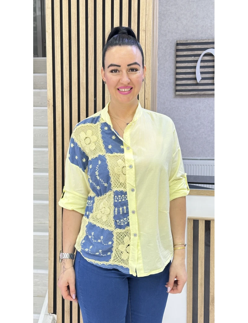 YARI ÇİÇEK İTALYAN GÖMLEK SARI