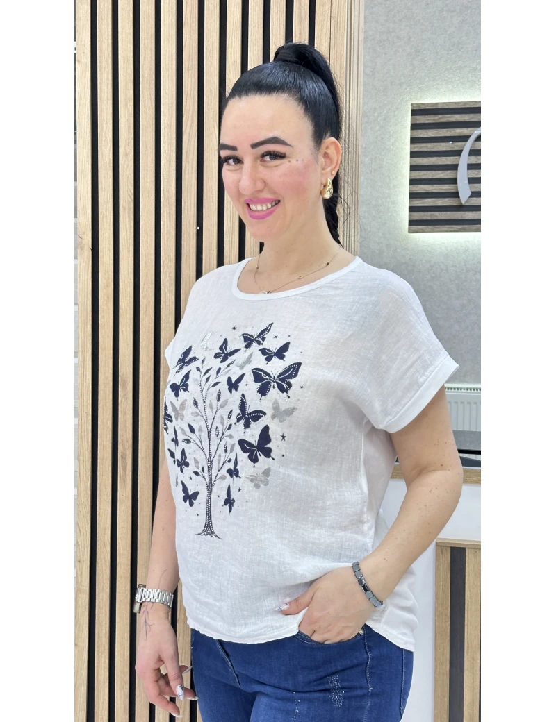 İTALYAN KETEN KELEBEK BLUZ