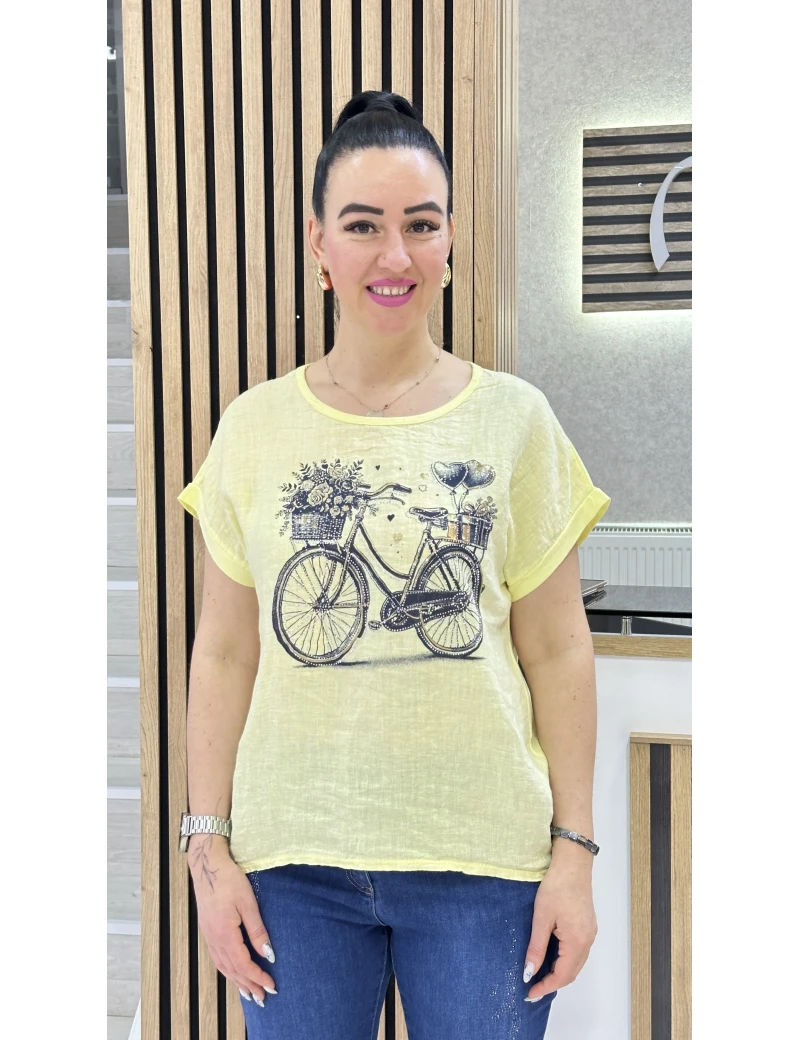 İTALYAN KETEN BİSİKLET BLUZ