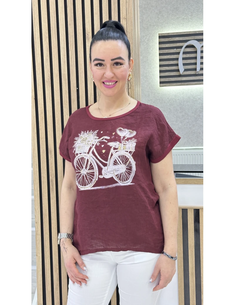 İTALYAN KETEN BİSİKLET BLUZ