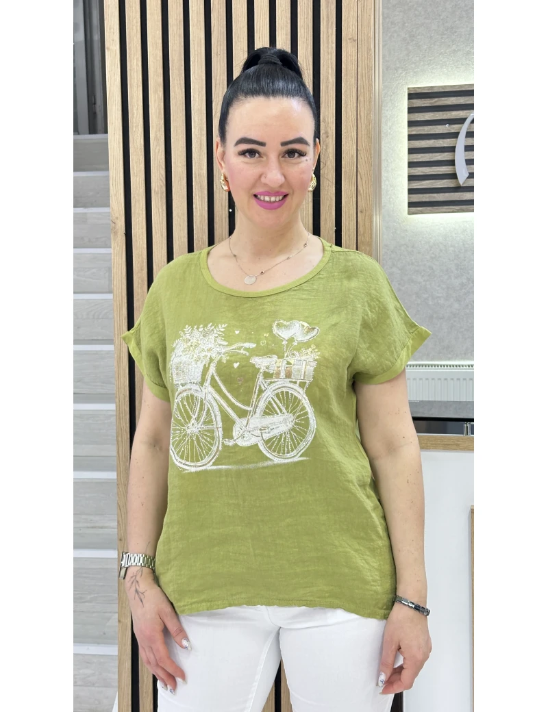 İTALYAN KETEN BİSİKLET BLUZ