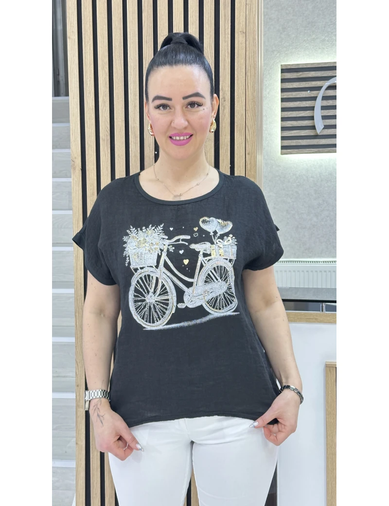 İTALYAN KETEN BİSİKLET BLUZ