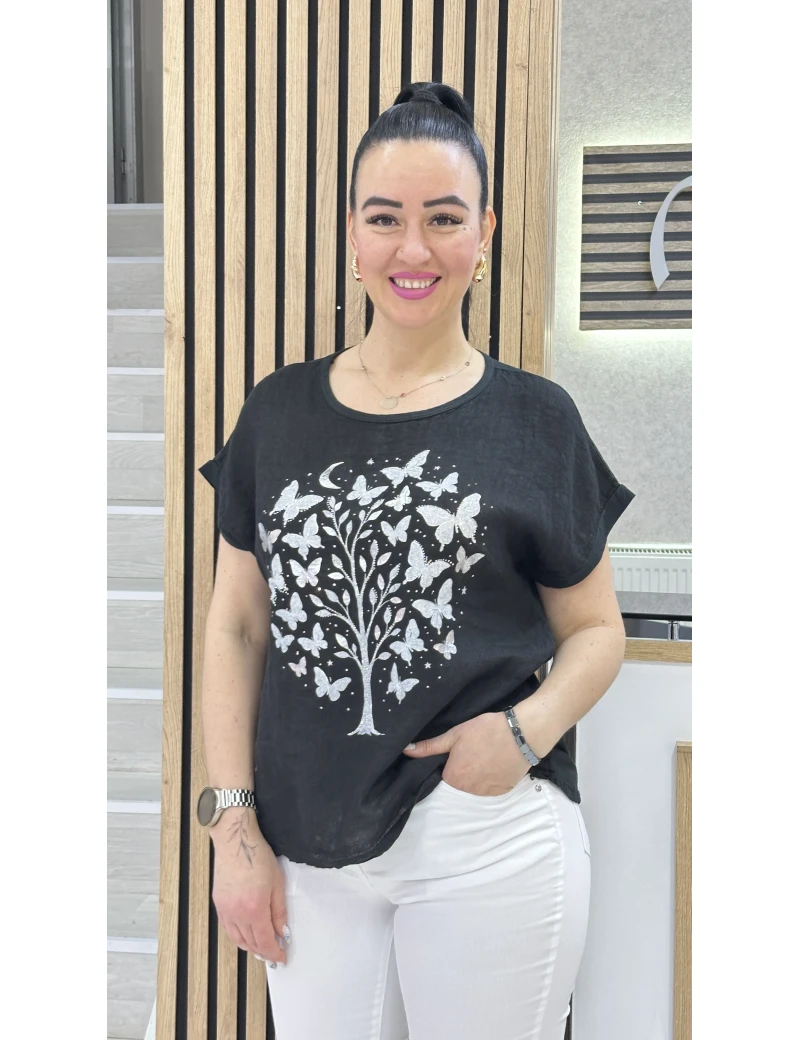 İTALYAN KETEN KELEBEK BLUZ