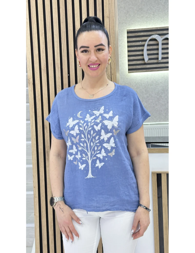 İTALYAN KETEN KELEBEK BLUZ