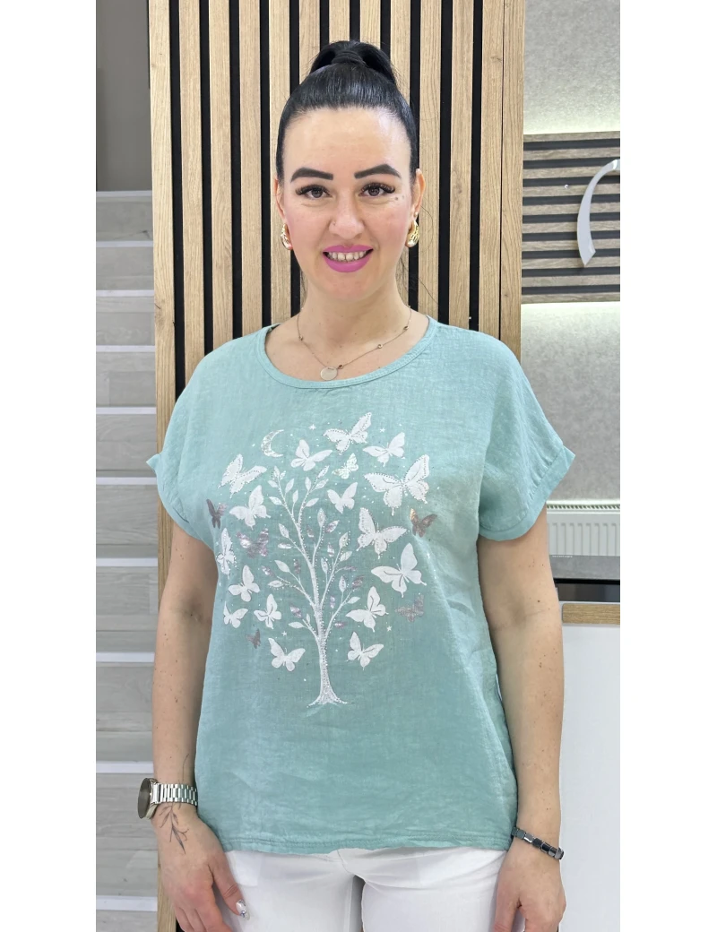 İTALYAN KETEN KELEBEK BLUZ
