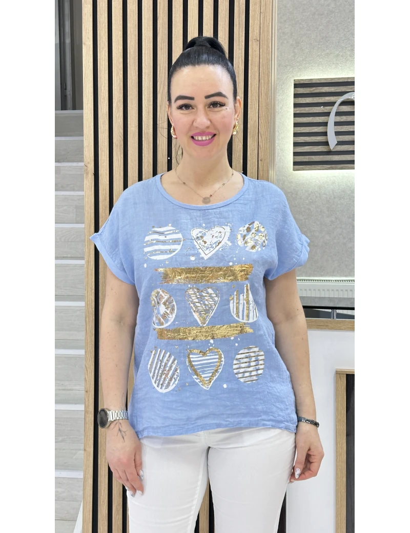 İTALYAN LAKLI KETEN BLUZ