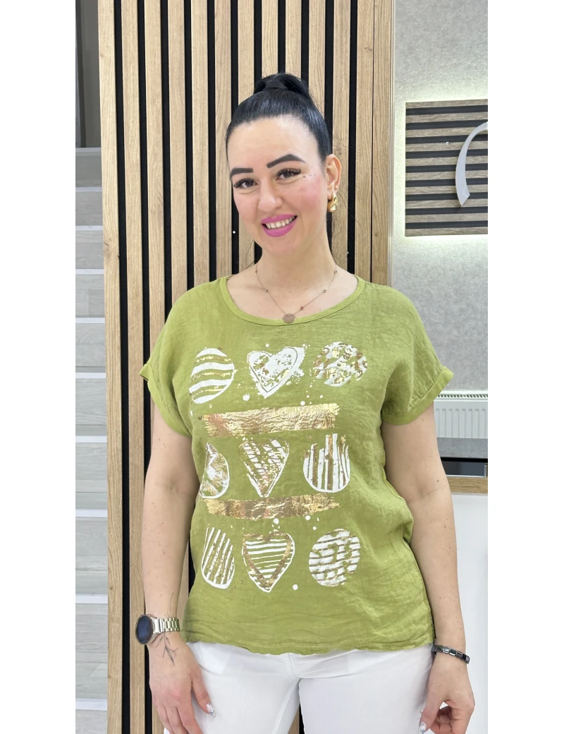 İTALYAN LAKLI KETEN BLUZ